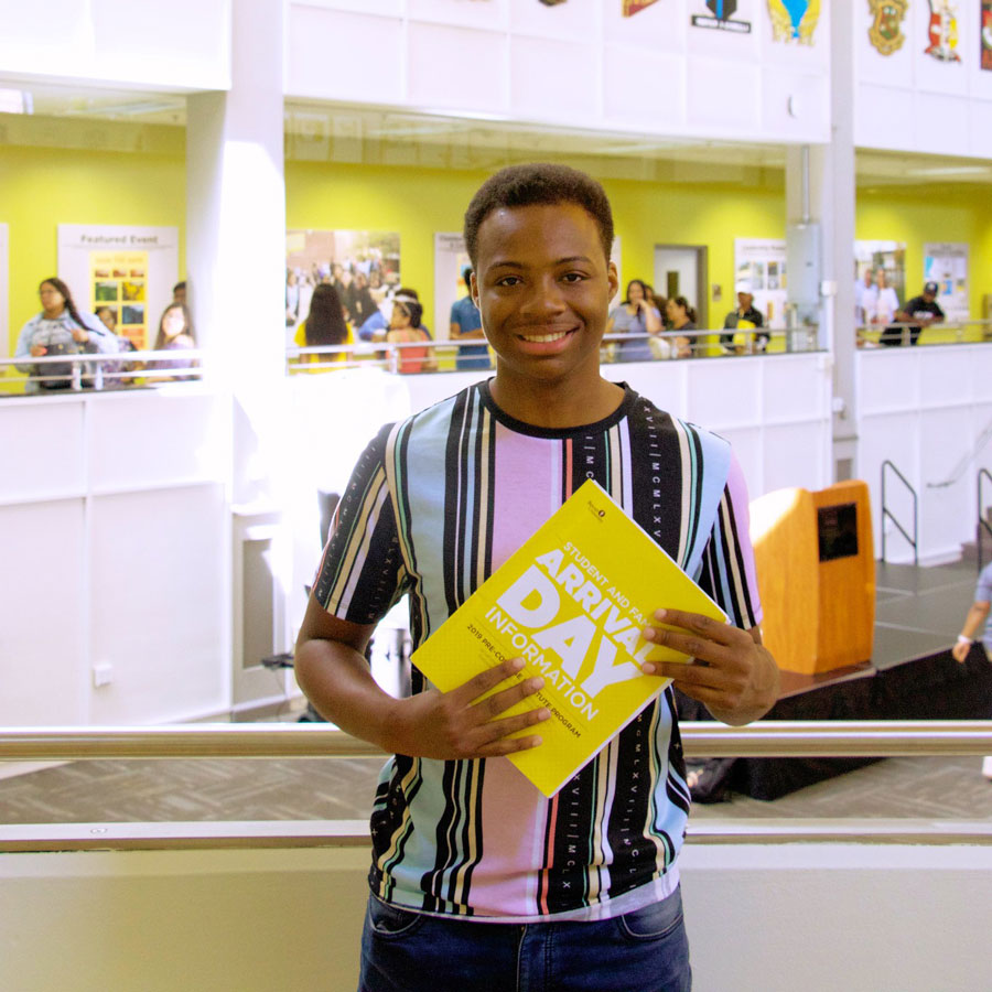 Jameel M. photographed inside Chamberlain Student Center.