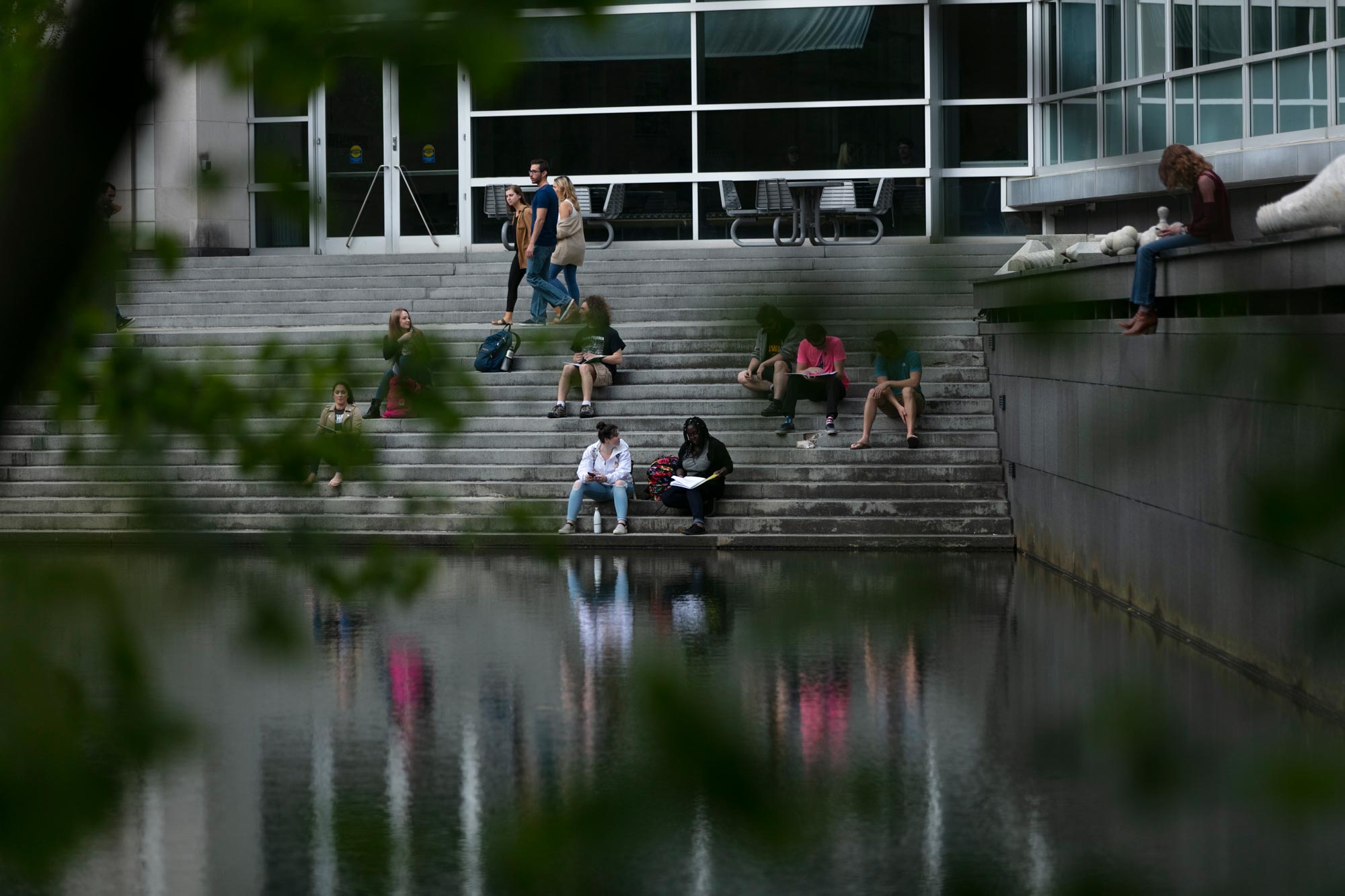 students walking near the engineering building.