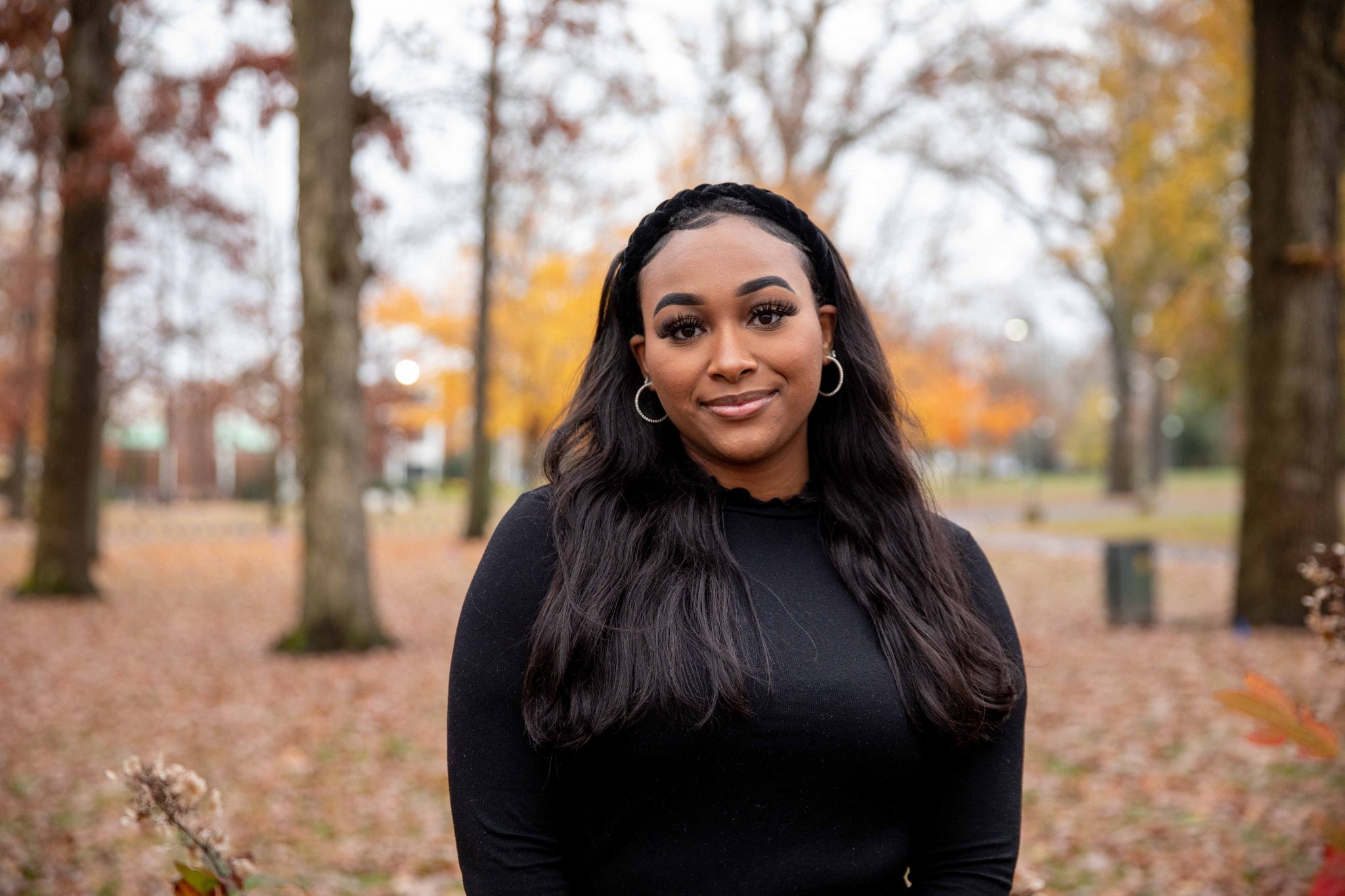 A portrait of Jada in fall.